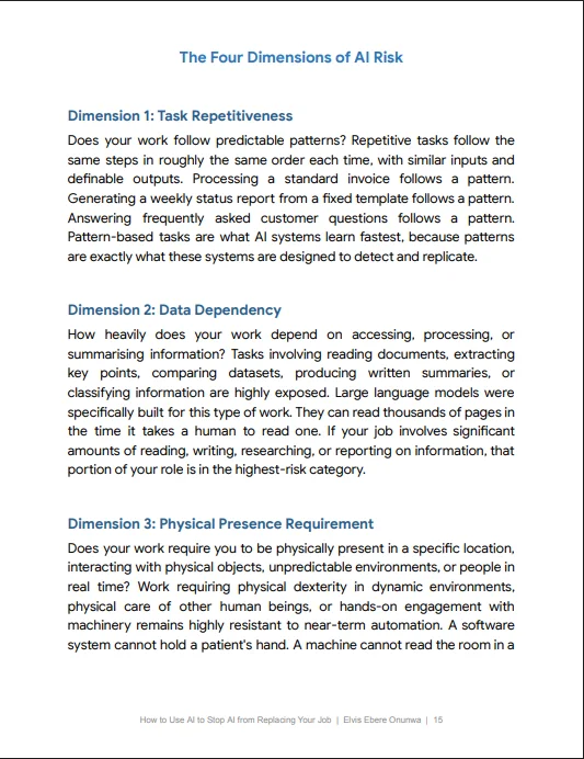 AI risk dimensions worksheet preview